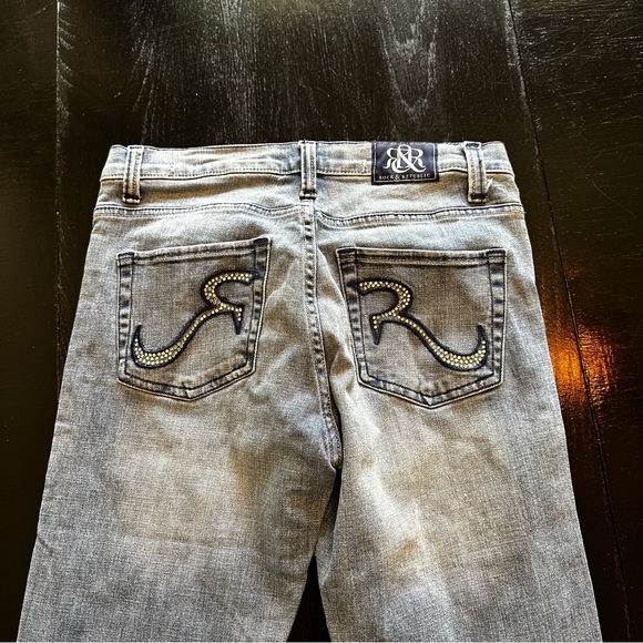 Rock & Republic Size 6 Flare Wide Leg Light Wash Denim Jean Y2K Mom Jean - Picture 10 of 13